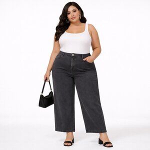 NEW LOGO by Lori Goldstein Wide Leg Crop Jeans Gray 18W